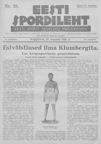 Eesti Spordileht ; 33 1925-08-20