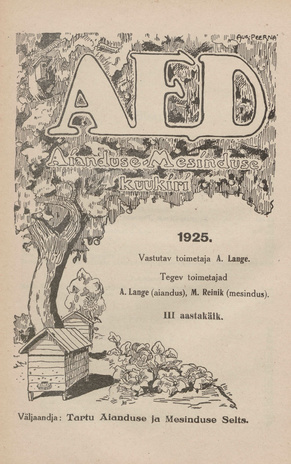 Aed : aianduse ajakiri ; sisukord 1925