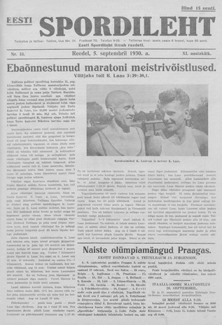 Eesti Spordileht ; 33 1930-09-05