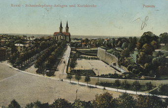 Reval : Schmiedepforte-Anlagen und Karlskirche = Ревелъ = Tallinn : Kaarli kirik ja Harjuwärawa mägi 