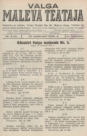 Valga Maleva Teataja ; 3 (131) 1935-02-15