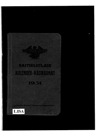 Kaitseliitlase kalender-käsiraamat ; 1931