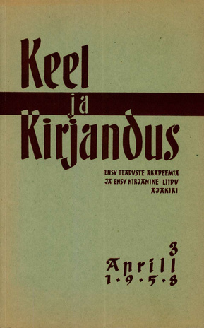 Keel ja Kirjandus ; 3 1958-04