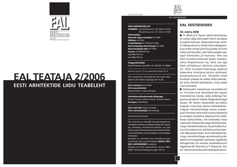 Arh. : Eesti Arhitektide Liidu Teataja = Newsletter of the Union of Estonian Architects ; 2 2006