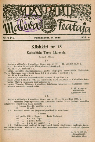 Tartu Maleva Teataja ; 9 (47) 1939-05-14