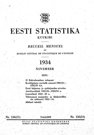 Eesti Statistika : kuukiri ; 156 (11) 1934-11