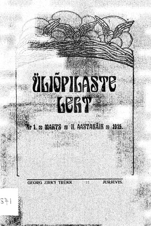Üliõpilaste Leht ; 1 1915-03