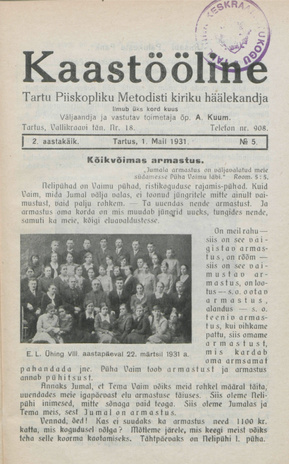 Kaastööline : Tartu Ühisabi Informatsioonileht ; 5 1931-05-01
