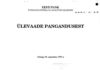 Ülevaade pangandusest ; 1997-09-30