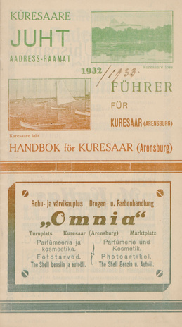 Kuresaare juht-aadressraamat 1932 = Führer für Kuresaar (Arensburg) 1932 = Handbok för Kuresaar (Arensburg) 1932