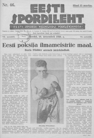 Eesti Spordileht ; 46 1926-12-10