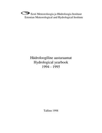 Hüdroloogiline aastaraamat = Hydrological yearbook ; 1994-1995