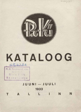 Rakü kataloog : juuni - juuli 1933 Tallinn 
