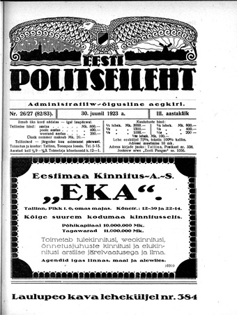 Eesti Politseileht ; 26-27 1923