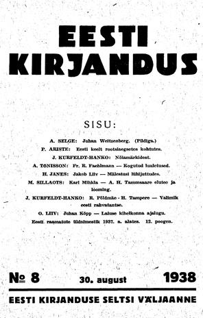 Eesti Kirjandus ; 8 1938