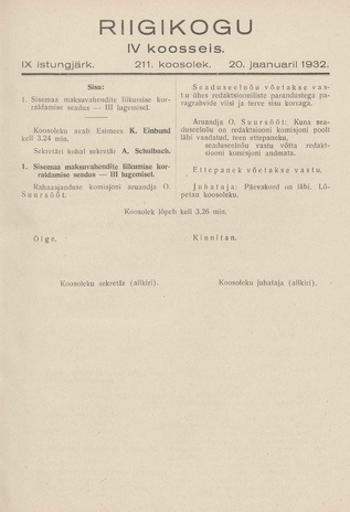 Riigikogu IV koosseis : täielikud protokollid : IX istungjärk : protokoll nr. 211