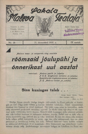 Sakalamaa Maleva Teataja ; 20 1937-12-21