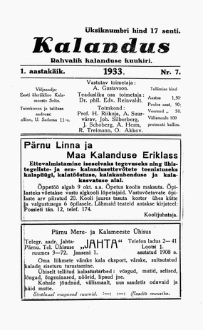 Kalandus ; 7 1933-07
