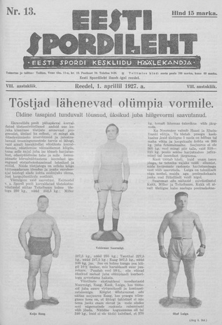 Eesti Spordileht ; 13 1927-04-01