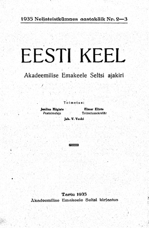 Eesti Keel ; 2-3 1935