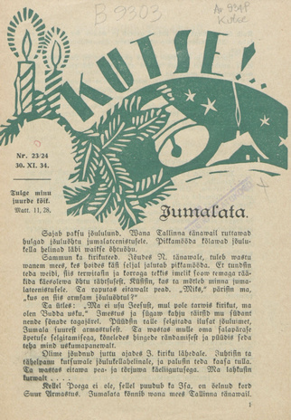 Kutse! : äratusleht linnas ja maal ; 23-24 1934-11-30