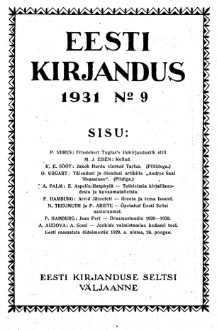 Eesti Kirjandus ; 9 1931