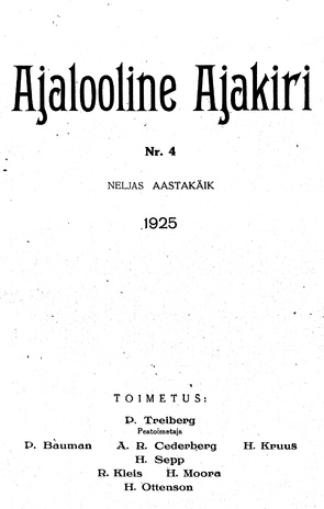 Ajalooline Ajakiri ; 4 1925
