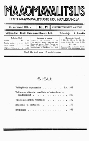 Maaomavalitsus ; 11 1938-11-21