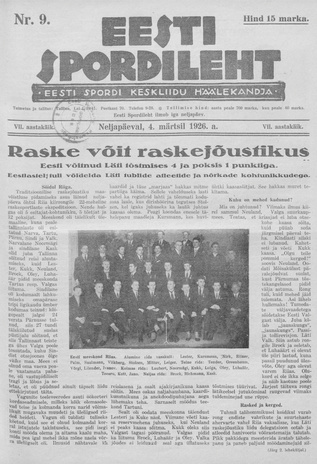 Eesti Spordileht ; 9 1926-03-04