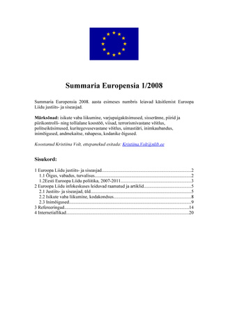 Summaria Europensia : [referaatväljaanne] ; 1 2008