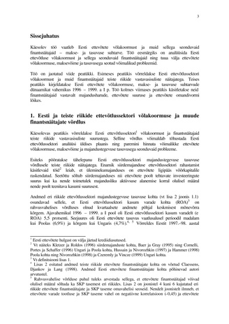 Eesti ettevõtete finantsnäitajate dünaamika : 1996-1999. aasta I pool ; (Eesti Panga toimetised / Working Papers of Eesti Pank ; 3)