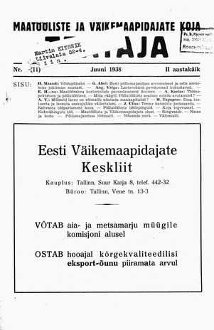 Maatööliste ja Väikemaapidajate Koja Teataja ; 6 (11) 1938-06