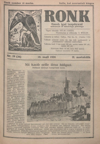Ronk : perekonna ja noorsoo ajakiri ; 19 (34) 1924-05-10