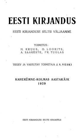 Eesti Kirjandus ; 3 1929