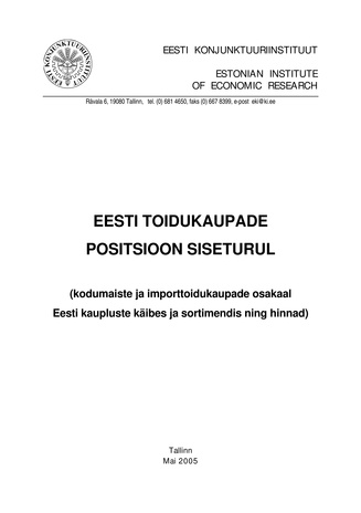 Eesti toidukaupade positsioon siseturul ; mai 2005