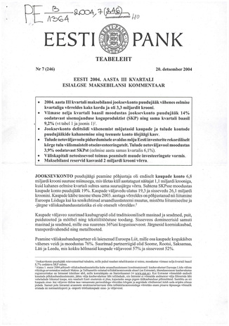 Eesti Pank : teabeleht ; 7 (246) 2004-12-20