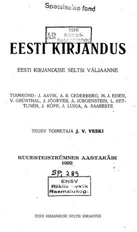 Eesti Kirjandus ; 2 1922