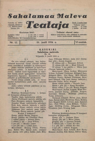 Sakalamaa Maleva Teataja ; 12 1934-07-10