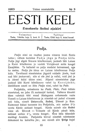 Eesti Keel ; 3 1923