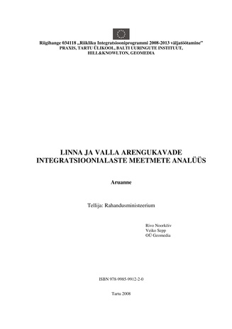 Linna ja valla arengukavade integratsioonialaste meetmete analüüs : aruanne