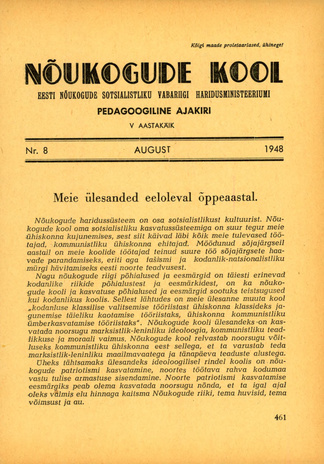 Nõukogude Kool ; 8 1948-08