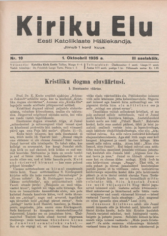 Kiriku Elu : Eesti Katoliiklaste Häälekandja ; 10 1935-10-01