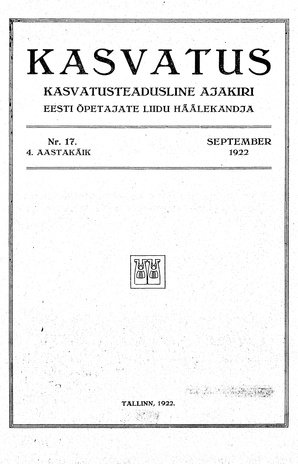 Kasvatus ; 17 1922-09