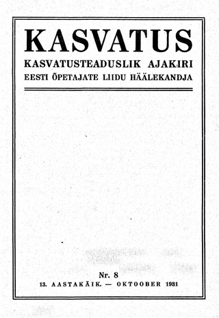 Kasvatus ; 8 1931-10