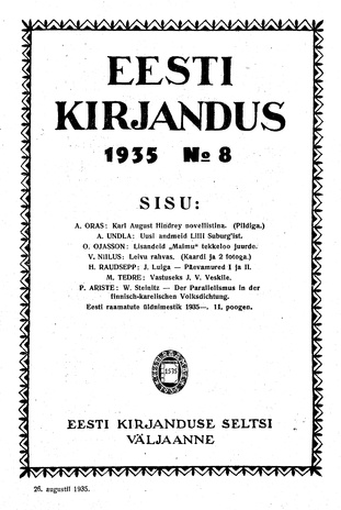 Eesti Kirjandus ; 8 1935
