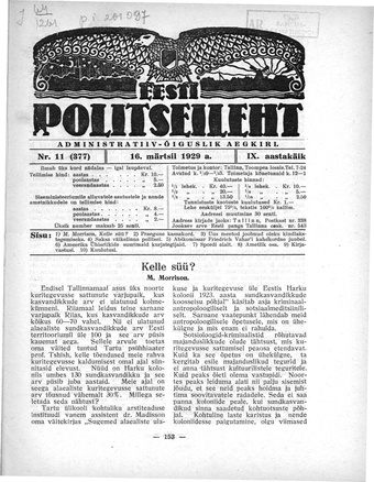 Eesti Politseileht ; 11 1929