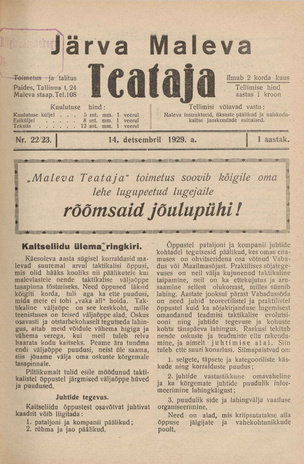 Järva Maleva Teataja ; 22/23 1929-12-14