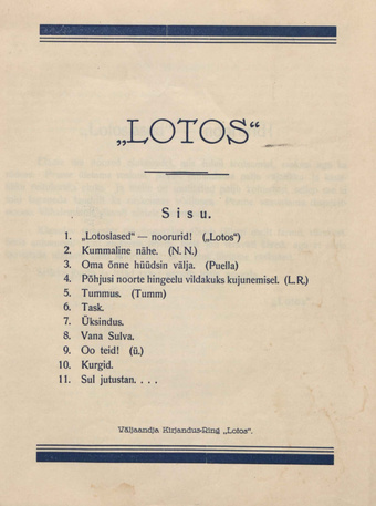 Lotos : Pärnu 2. Gümn., Progümn. ja Reaalkooli ajakiri ; 1933