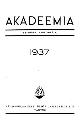 Akadeemia ; sisukord 1937