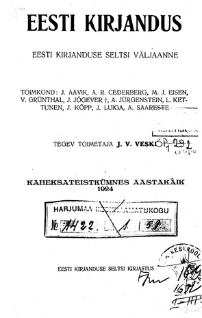 Eesti Kirjandus ; 8 1924